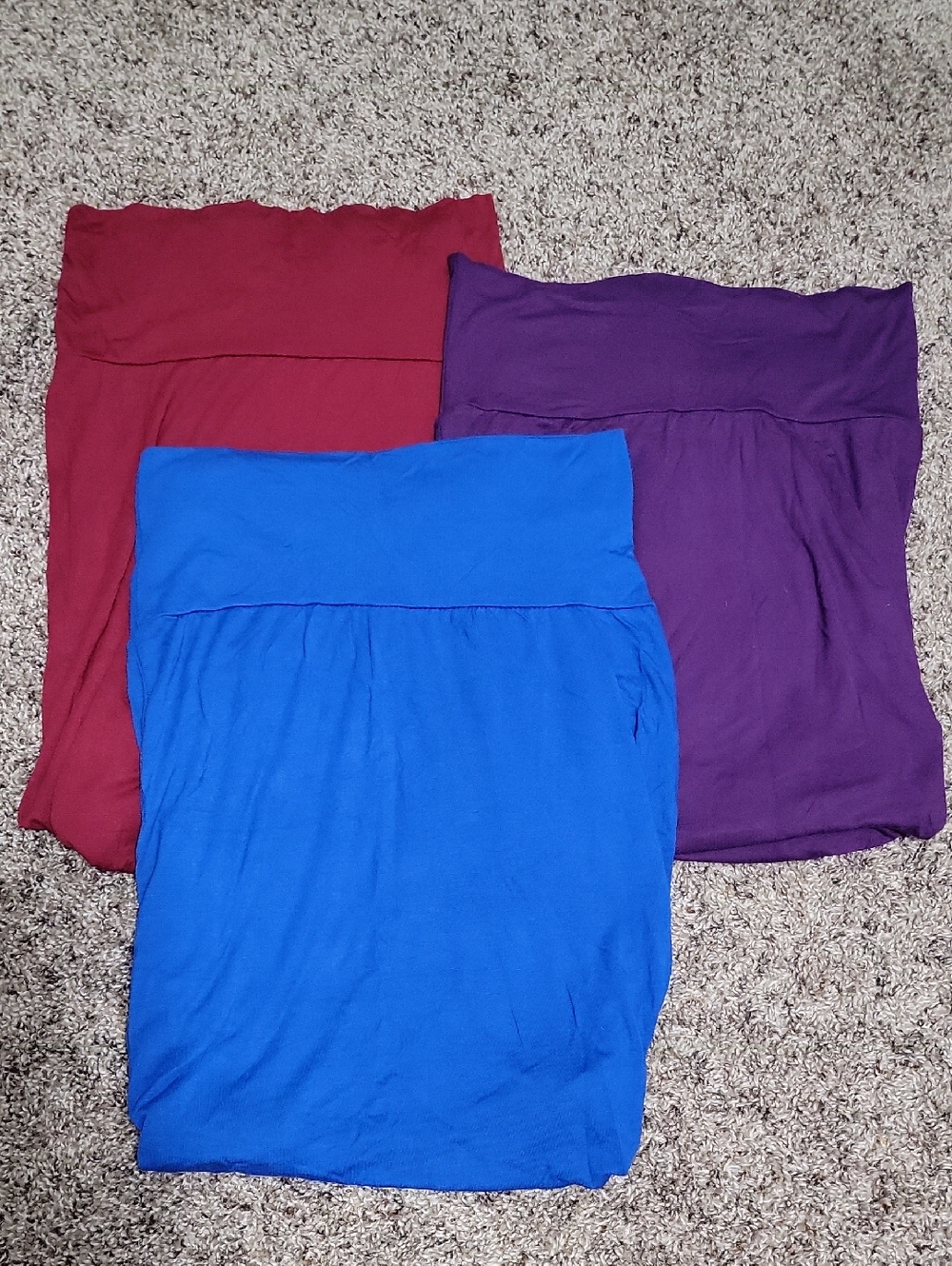 3-Pack Azules Fold-Over Waist Maxi Skirts Size Medium